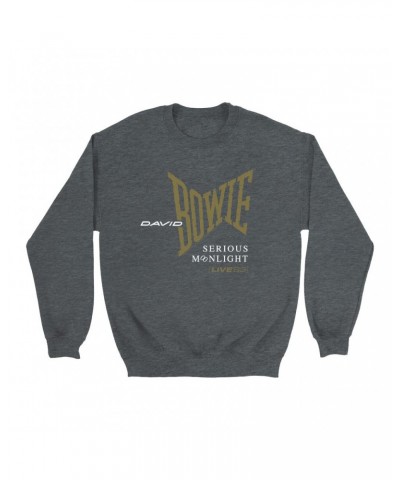 David Bowie Sweatshirt | 1983 Serious Moonlight Tour Logo Sweatshirt $11.88 Sweatshirts