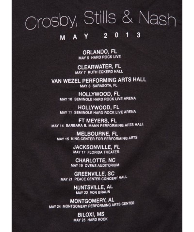 Crosby Stills & Nash CSN "2013 Tour Photo/Itinerary" Womens T-Shirt $9.80 Shirts